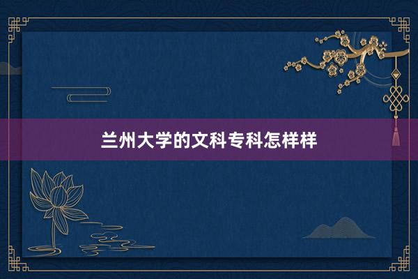 兰州大学的文科专科怎样样